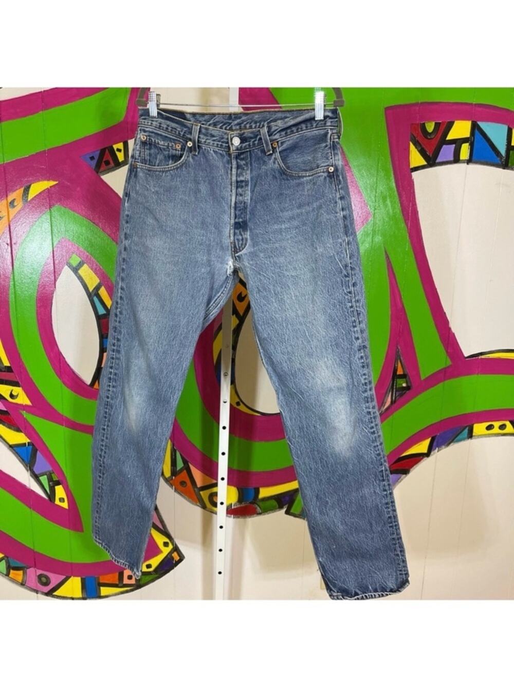 Levi's 501xx, 5 Button Fly, 35x36. Good used condition. Hole in the crotch.